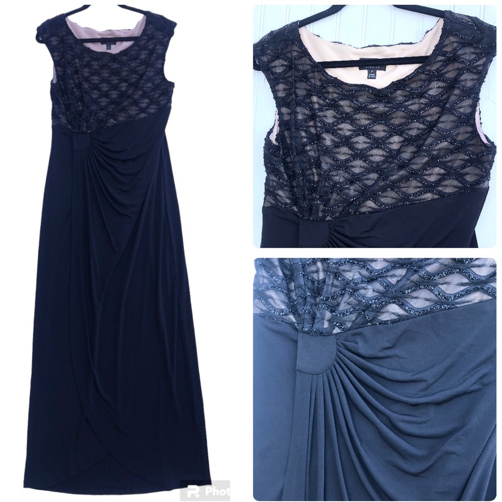 connected apparel Black Lace Bodice Maxi Dress